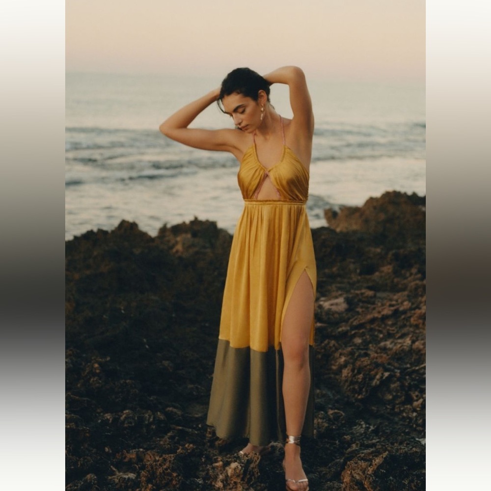 NWT Anthropologie color block silk maxi dress